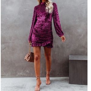 Vici Salem Velvet Ruched Backless Mini Dress